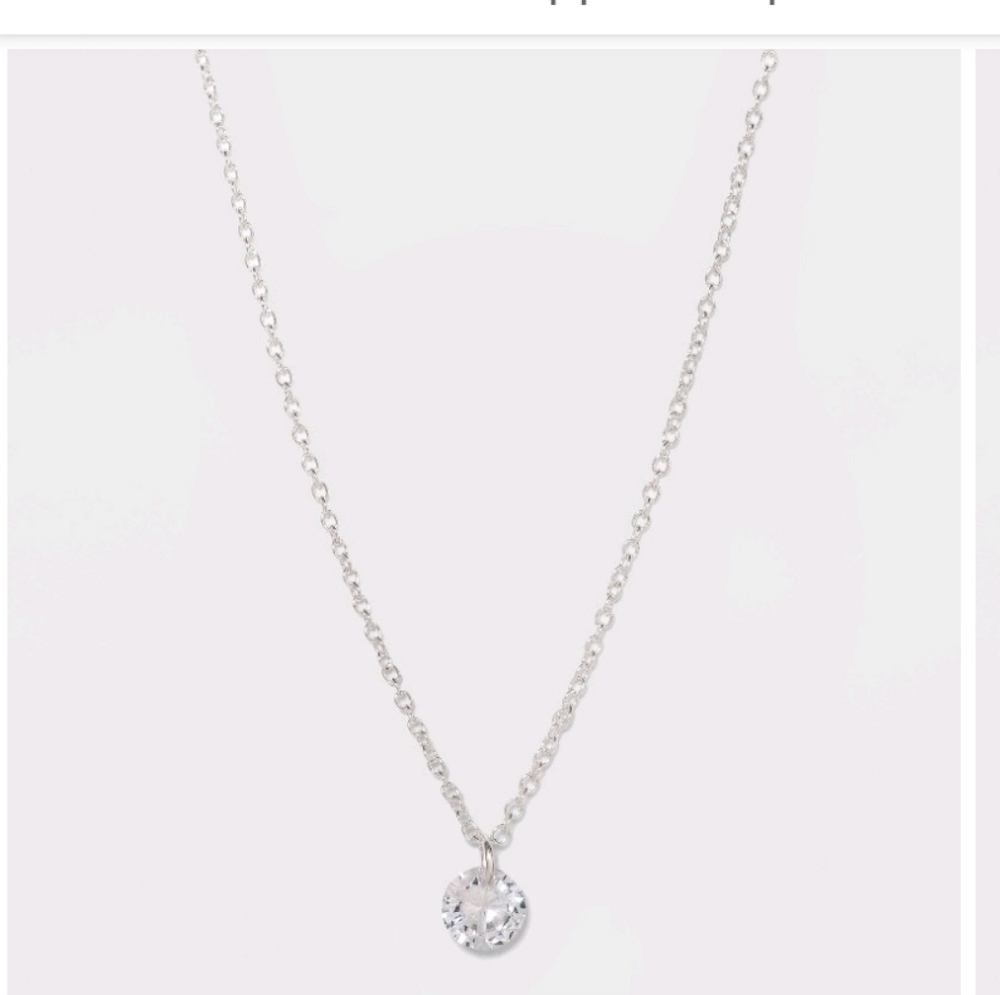 Never worn Sterling silver cubic zirconia pendant necklace
